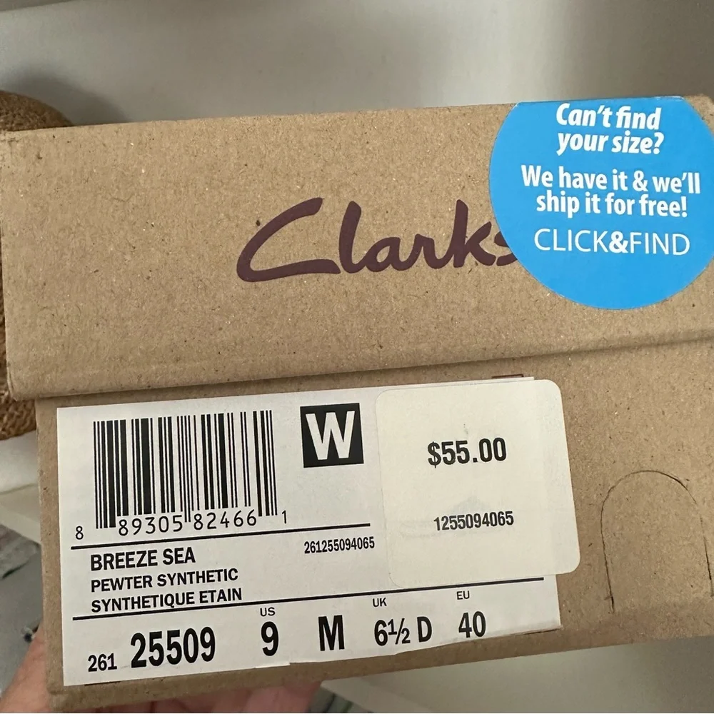 Clarks 9 M Women’s Pewter Sandals - Picture 4 of 4
